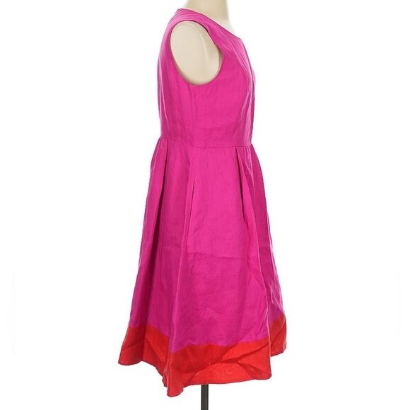 Lafayette 148 Fuchsia Pink Fit And Flare Linen Dress Large - Picture 7 of 9